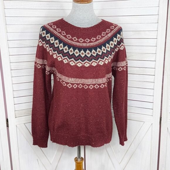 Weatherproof Vintage Fairisle Pullover Sweater Chili Red Small - Picture 2 of 12
